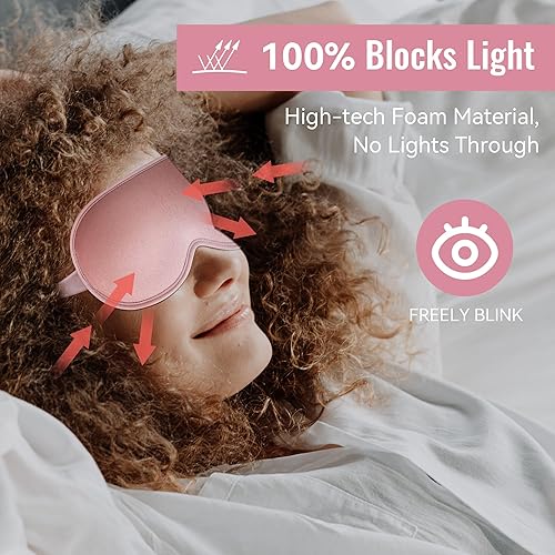 Miniatura 6 de Máscara para dormir, máscara de ojos mejorada 3D con contorno profundo para dormir, cubiertas de ojos sin presión, 99% bloquean la luz con correa