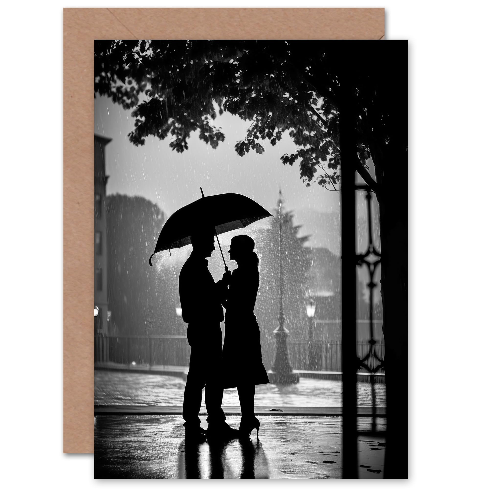 Artery8 Romance in the Rain Anniversary Card - Black