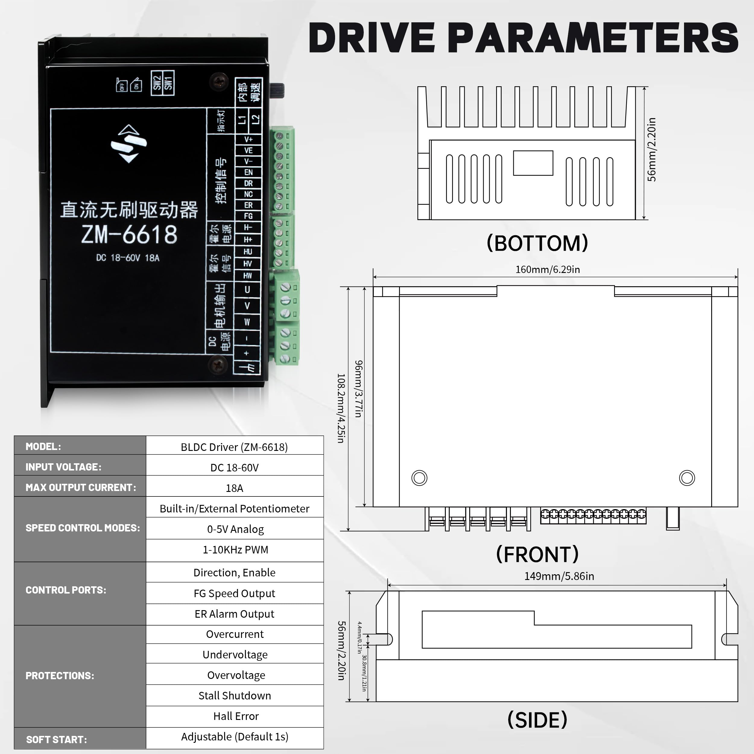 CNCTOPBAOS Kit de controlador de motor sin escobillas de 48 V CC 500 W