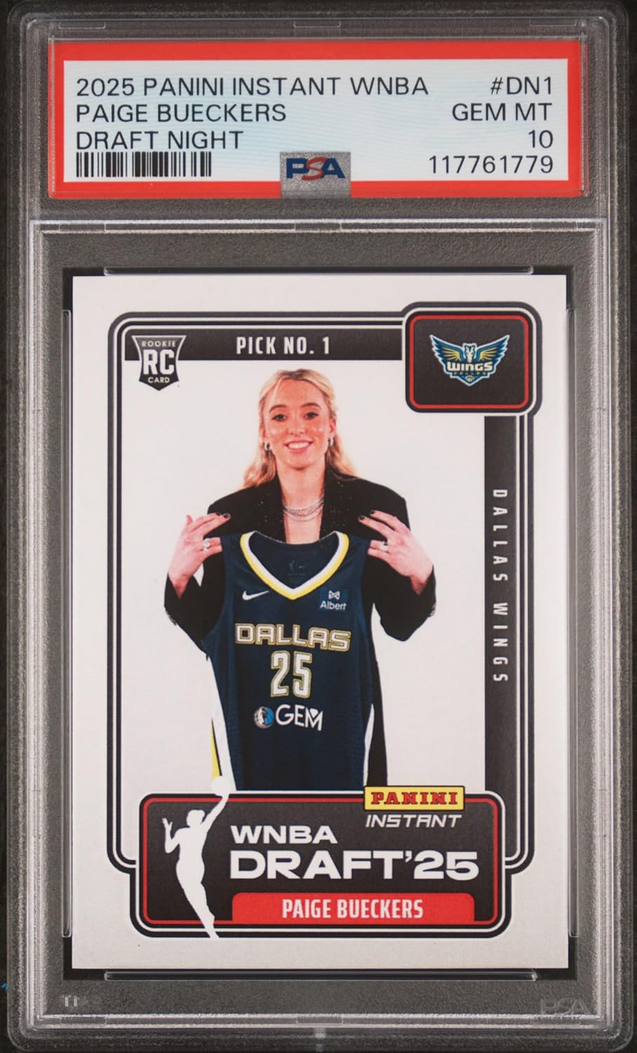 Graded Psa 10 Paige Bueckers 2025 Basketball Rookie Card Draft Night 1st Overall Pick Wings. Rookie Of The Year Favorite
