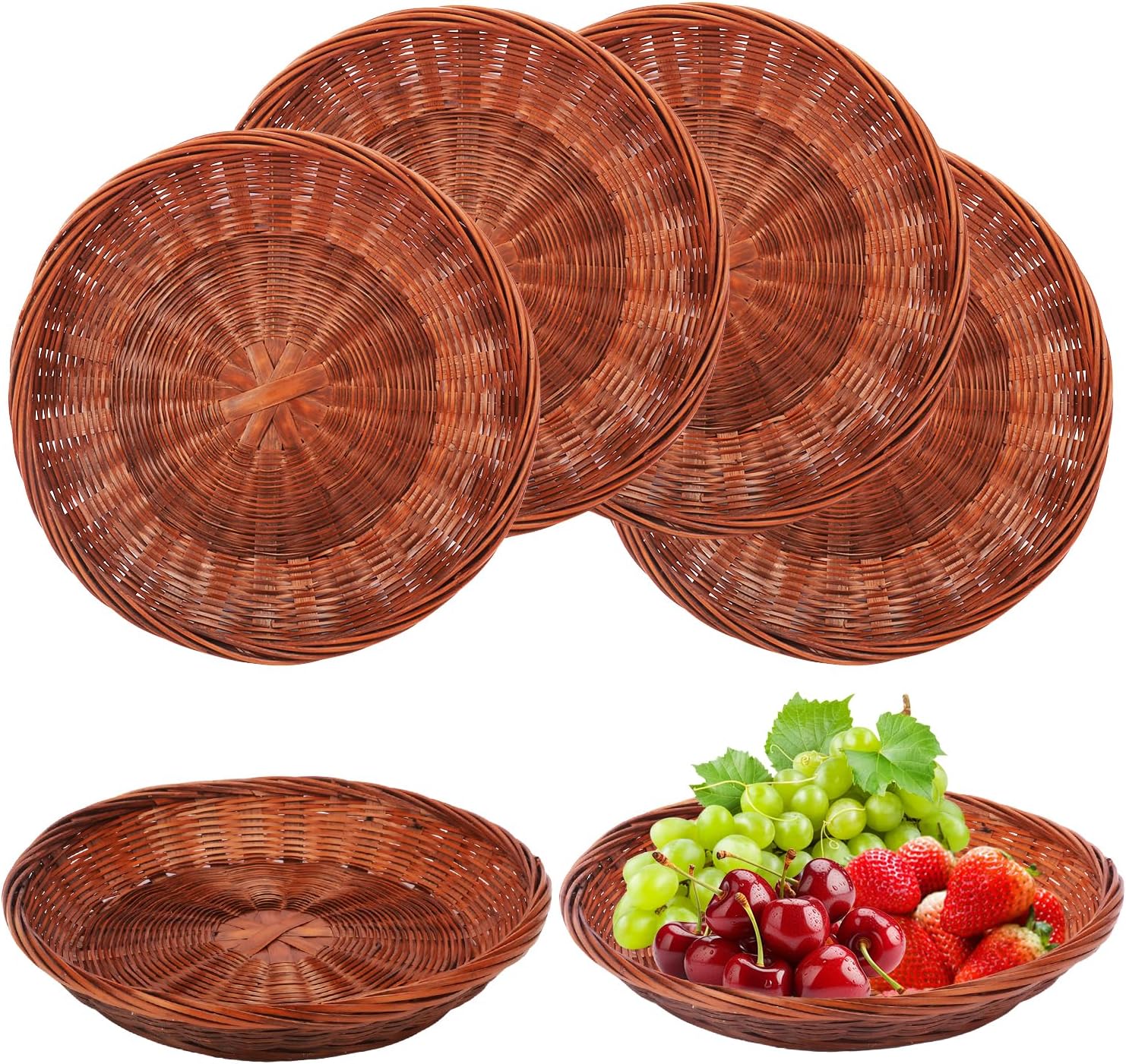 10 Inch Premium Hand Weave Bamboo Paper Plate Holder - Set of 6 Bamboo Paper Plate Holders, Dinner Plates, Fit for Picnic, Wall Decorate and Rustic Party Decorate