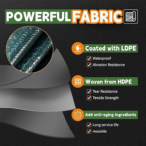 Miniatura 13 de RAINDEWAY Lonas de 7 x 7 pies (paquete de 2) – 5.5 mil, cubierta de lona de polietileno impermeable multiusos con ojales de metal y bordes