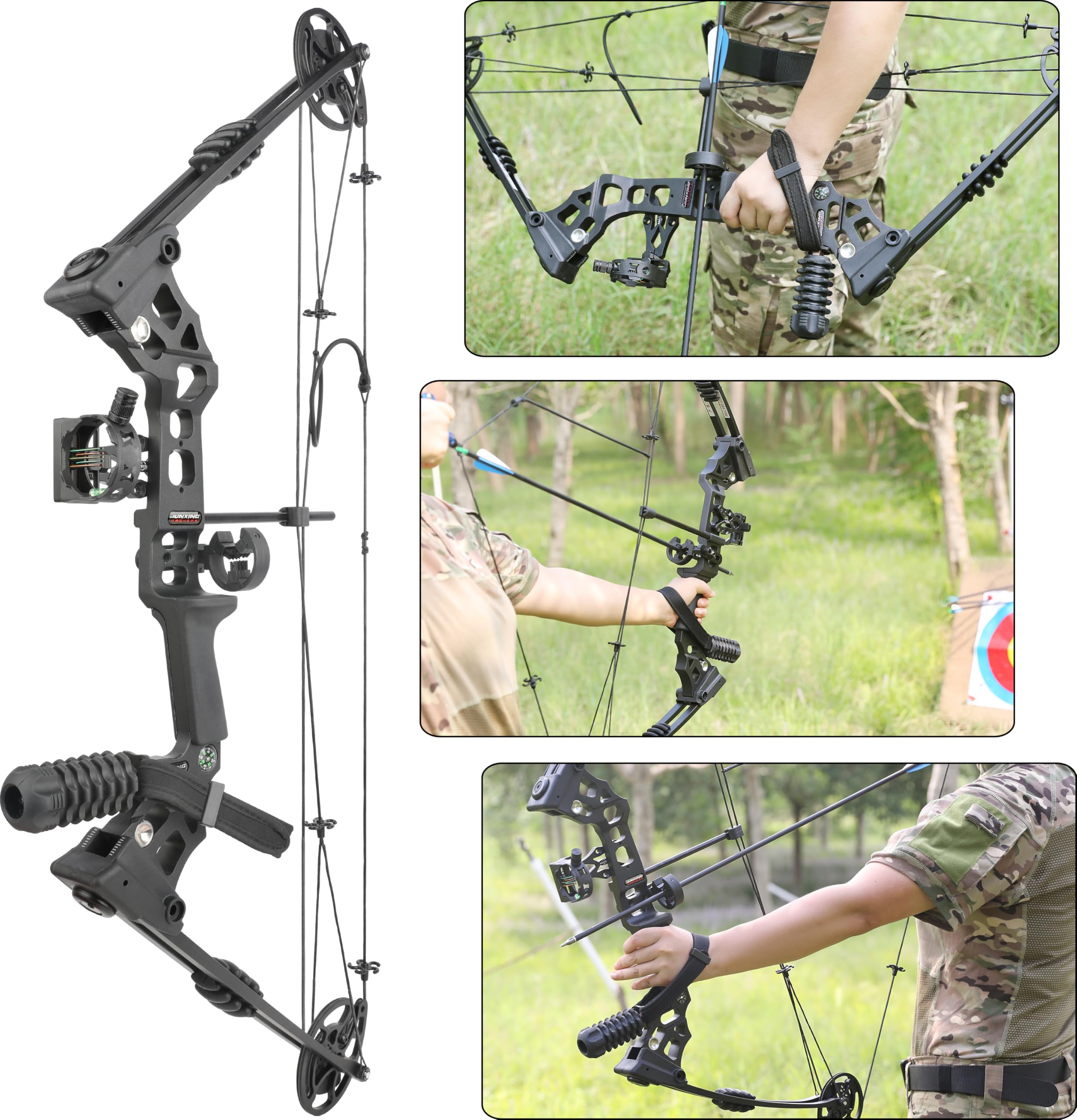 Compoundbogen Set 20-70 LBS Einstellbar, 320 FPS Jagd- und Sportbogen mit Pfeilen, Für Rechtshänder Erwachsene und Jugendliche