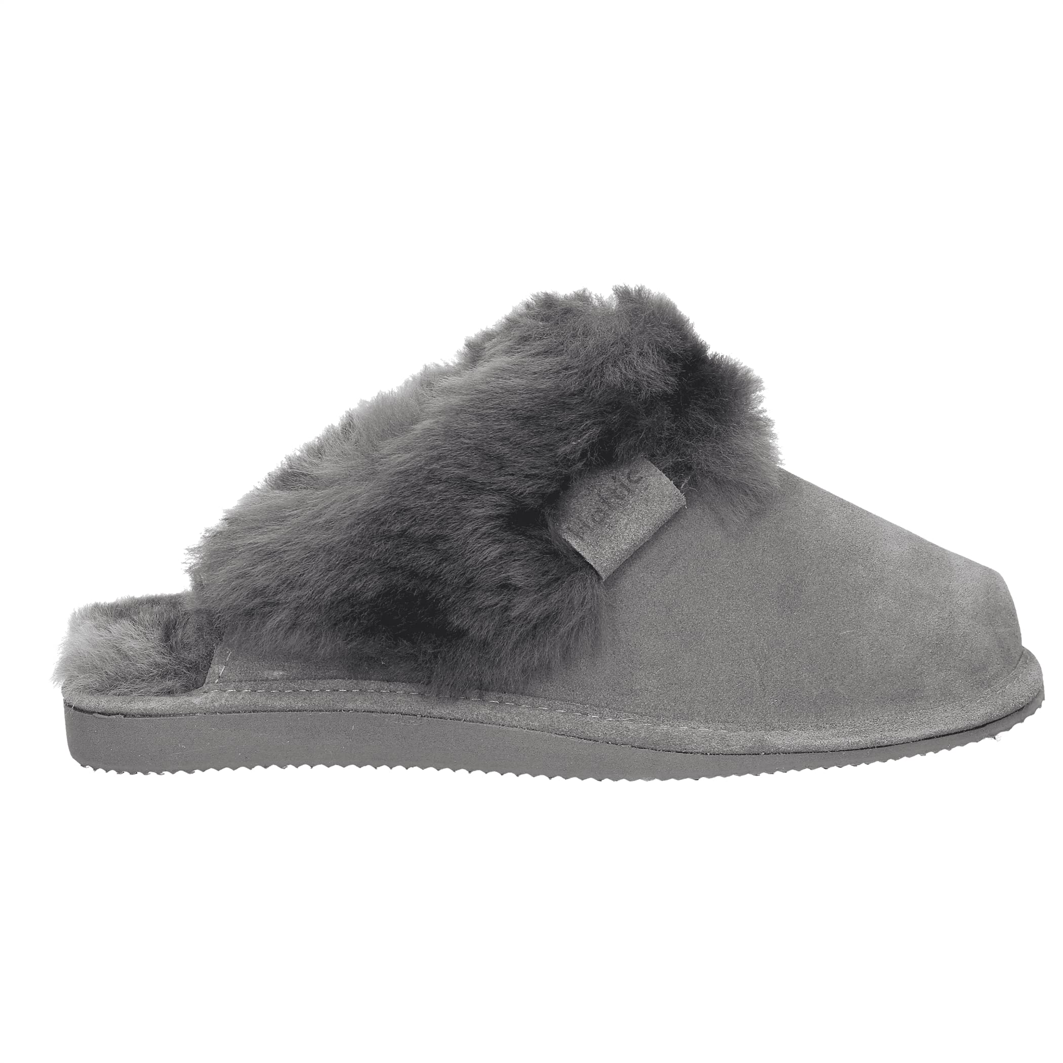 Damen Hausschuhe Leder Lammfell Warm Winter Gefüttert Geschlossen Atmungsaktiv Weiche Sohle Handgemacht Schafswolle Schlappen Pantoffeln Schuhe (40, Grau/Weiß)