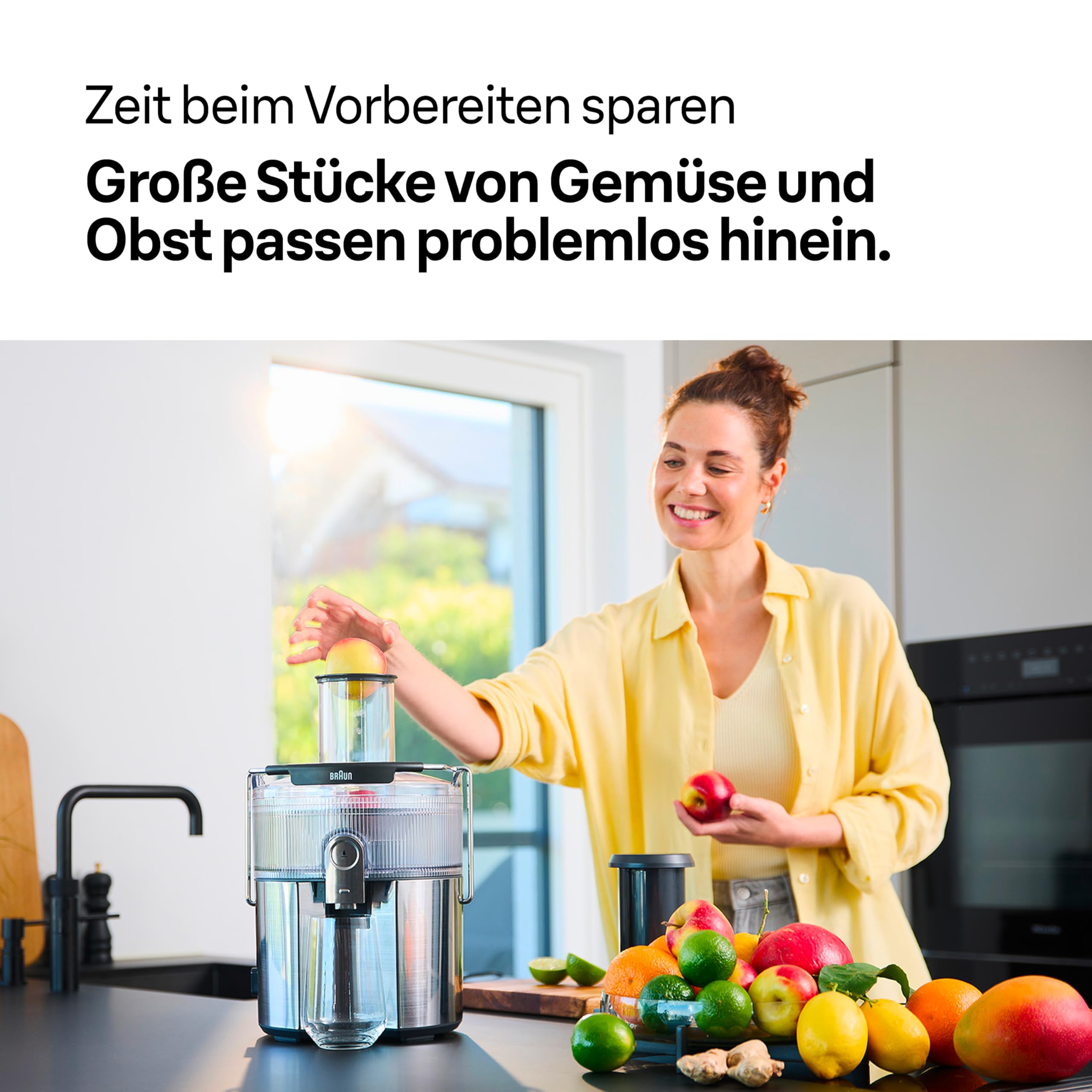 Braun MultiJuice 7 SJ700, Zentrifugalentsafter mit ColdXtract-Technologie, 75 mm Einfüllöffnung, 2L Fruchtsaftbehälter, Anti-Tropf-System, 4-faches Sicherheitssystem, Edelstahlfilter, 1000W, Grau