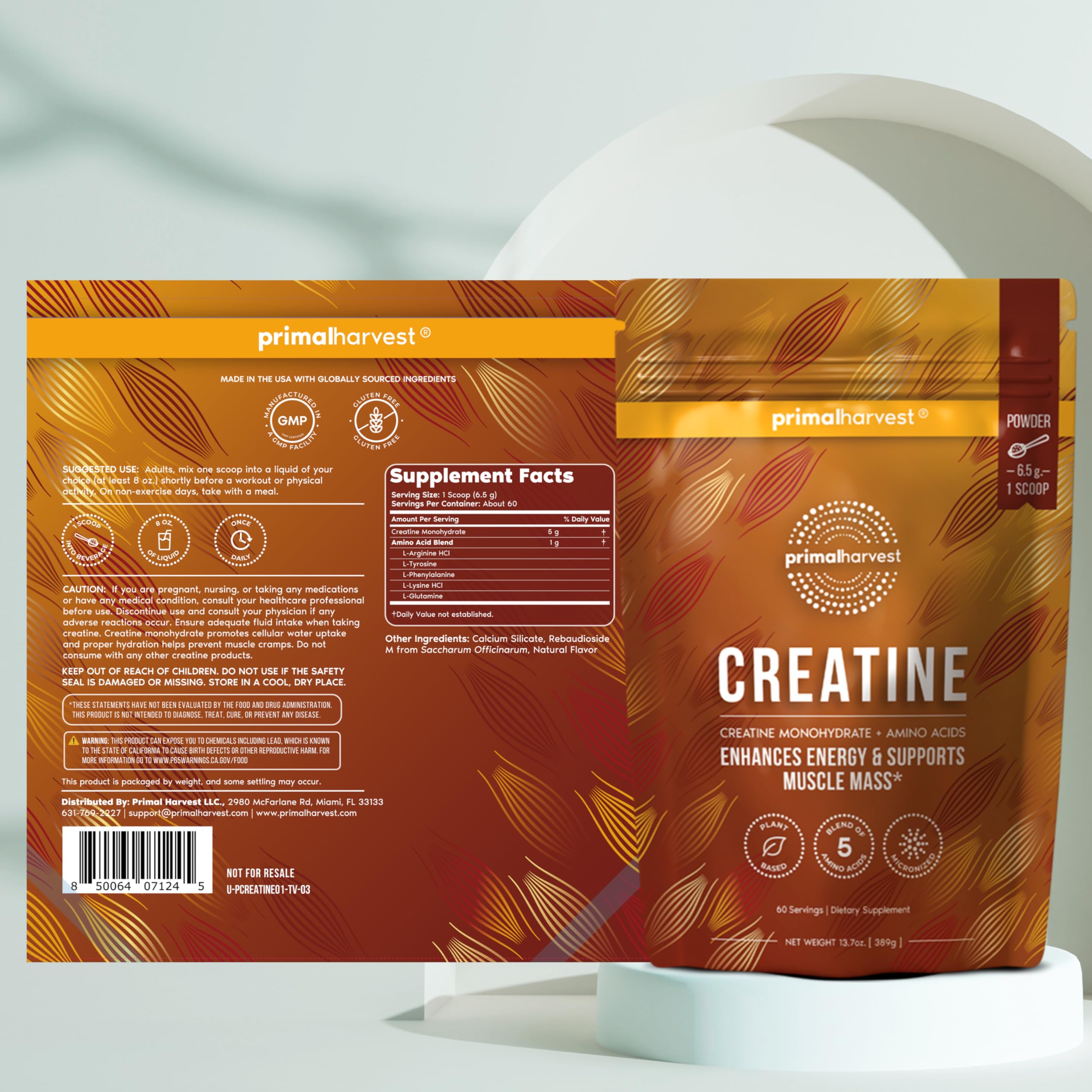 Primal Harvest Creatine - Daily Powdered Supplement, Gluten, Dairy & Soy Free — Amazon image 5