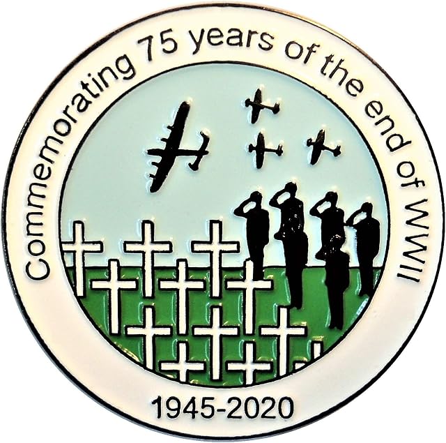 WW2 End 75th Anniversary 1945-2020 Lancaster Spitfire Hurricane Salute Military RAF Badge