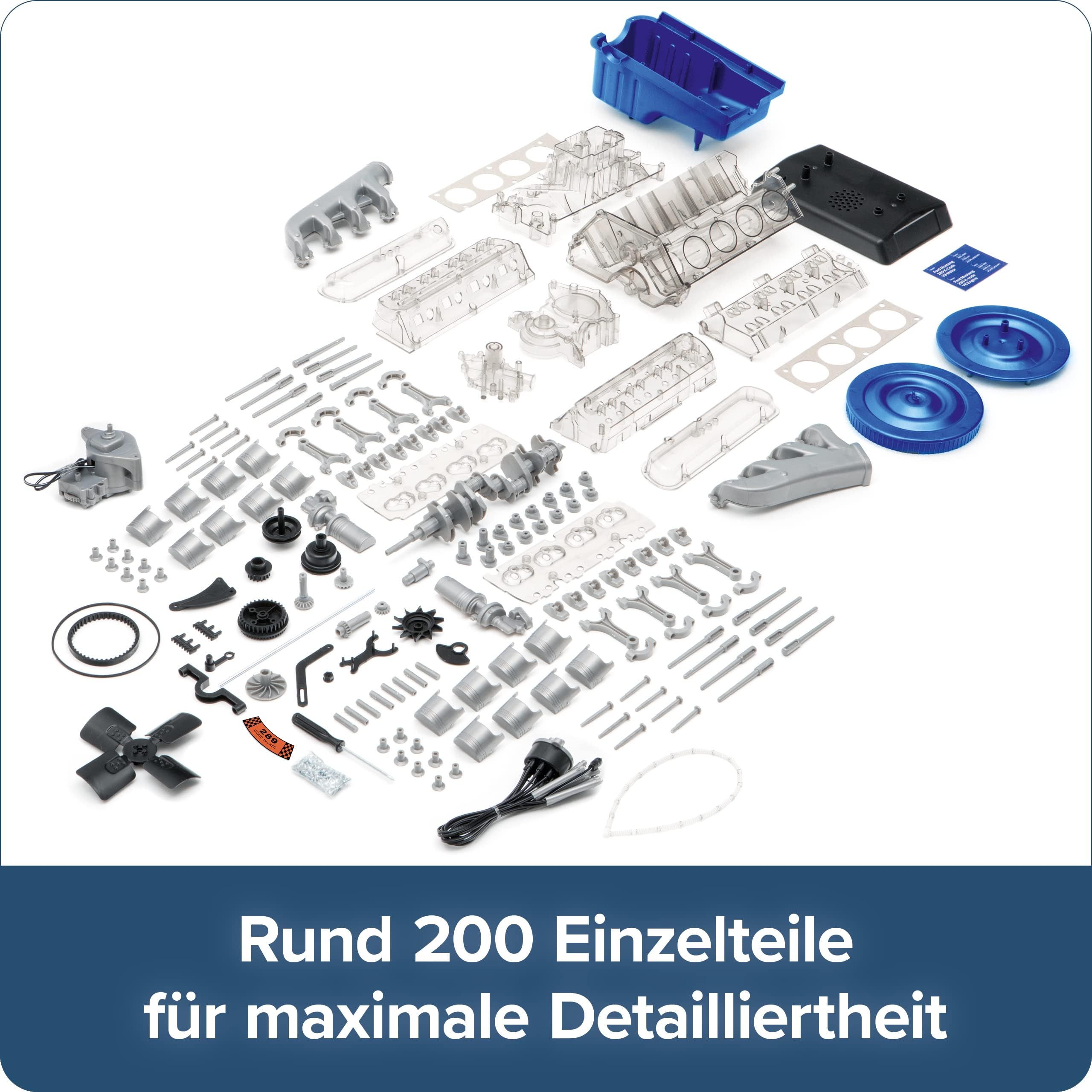 Franzis 67501 - Ford Mustang V8-Motor, Motorbausatz 1:4, transparent