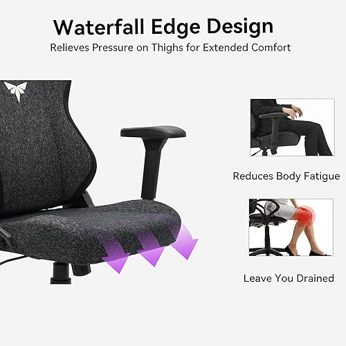 Miniatura 6 de Silla para videojuegos, silla ergonómica de computadora de respaldo alto con soporte lumbar, silla de videojuegos, reposabrazos ajustables 4D,