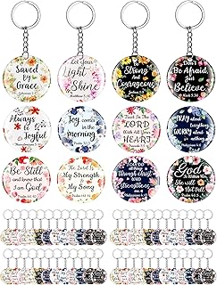 120 Pcs Acrylic Christian Keychain Floral Bible Verse Keychain Religious Scripture Gifts Key Ring Jewelry Gifts for Women Men Girls Boys Inspiration