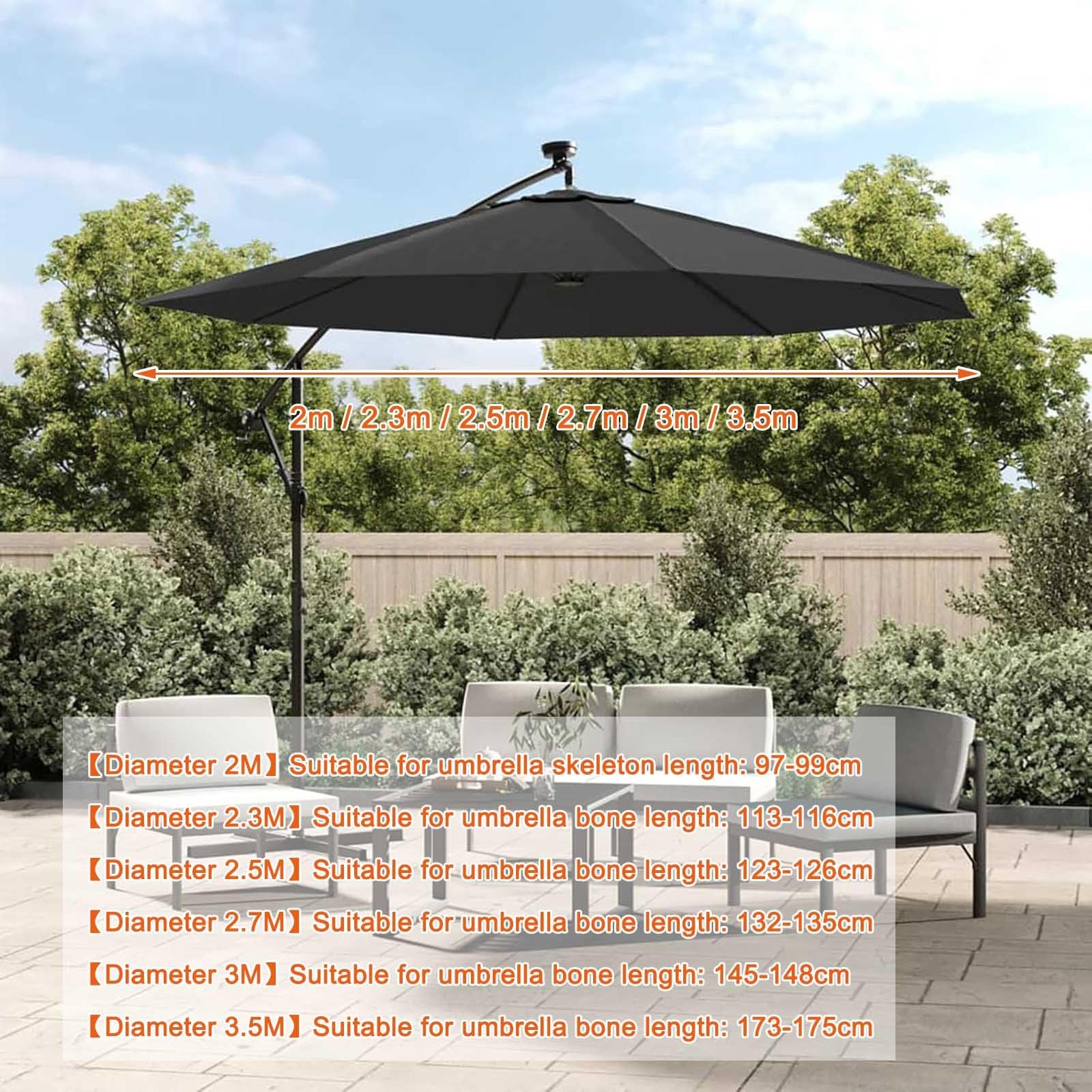Générique 2.0m~3.5m Auvent De Rechange pour Parasol, Imperméable