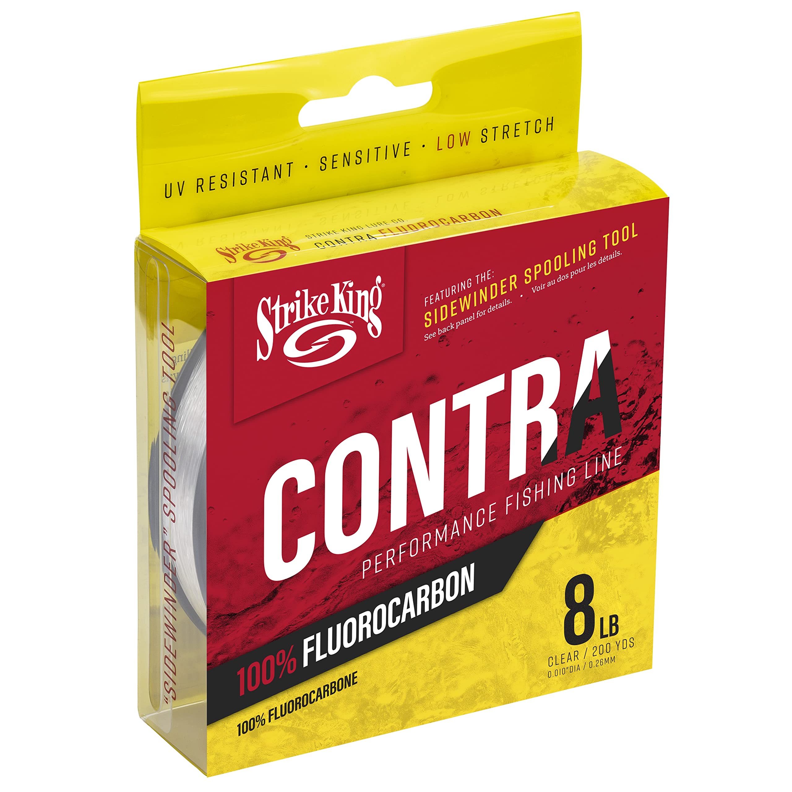 Strike King Contra Fluorocarbon Performance Fishing Line, 200-Yards, 8-Pound, UV-Resistant, Clear