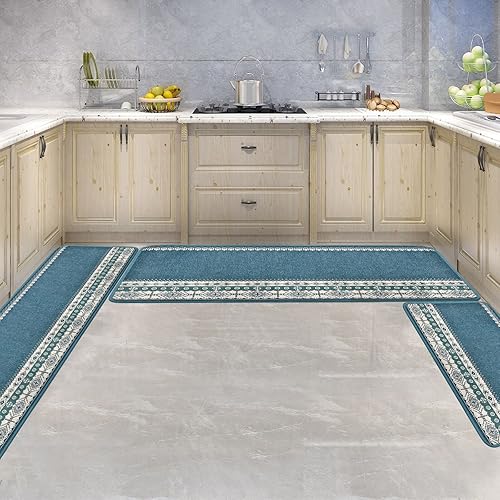 OctBird Alfombrillas de cocina lavables 3 piezas antifatiga juego de alfombras antideslizantes para pasillo lavandería baño frente al fregadero 20 x