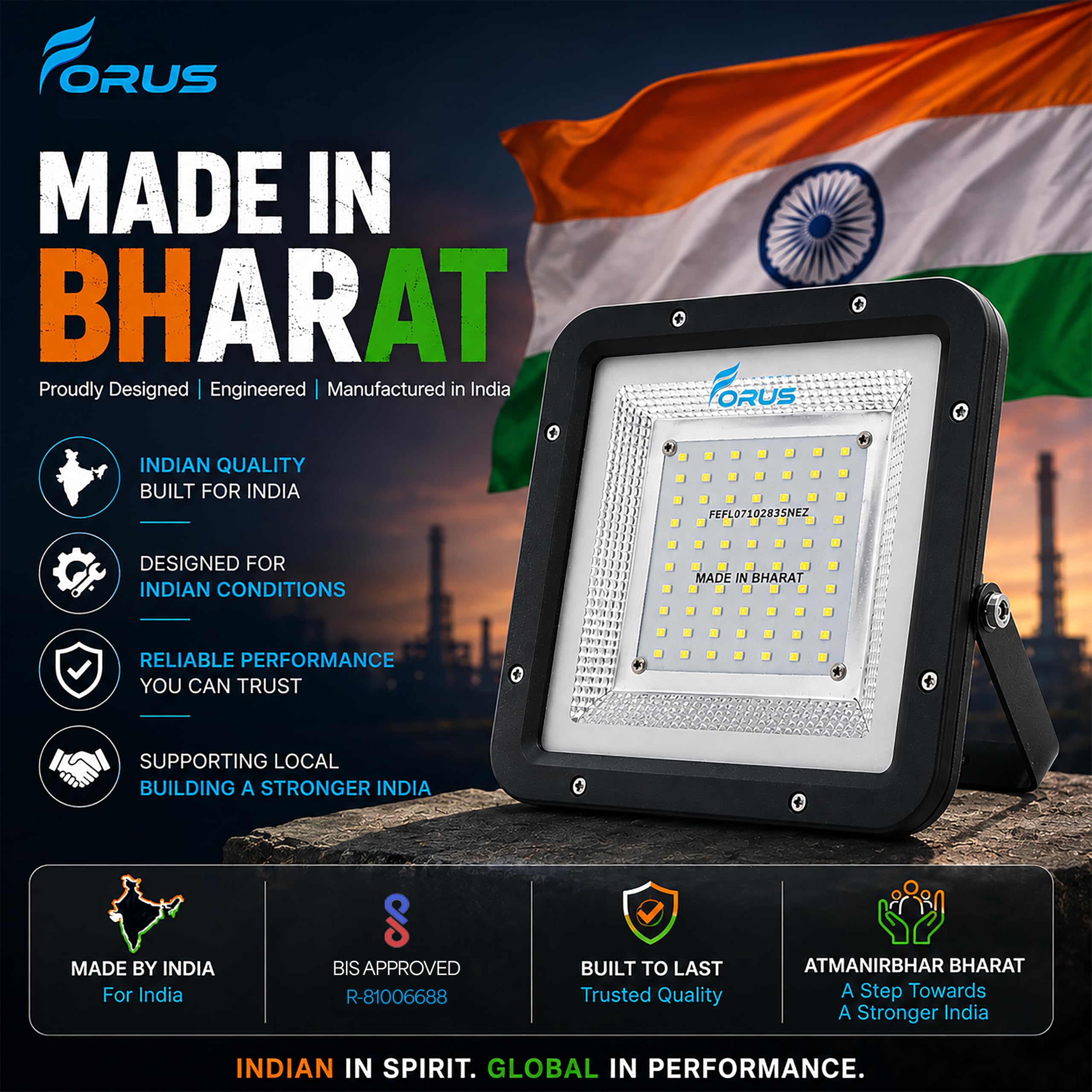 Forus 50W LED Flood Light - Waterproof & Bright -7