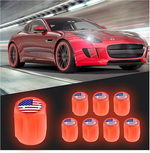 Junecarp 8 tapas de vástago de válvulas de aire de neumáticos de bandera de Estados Unidos accesorios de decoración de automóvil de patriotismo