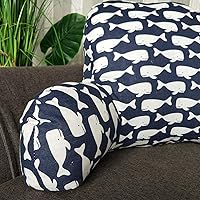 Vista 5 de Bohemian Printed Reading Pillow with Support Arms Soft Bed Rest Pillows Back Support Cushion for Kids Reading Watching TV Sitting Up in Bed Whale