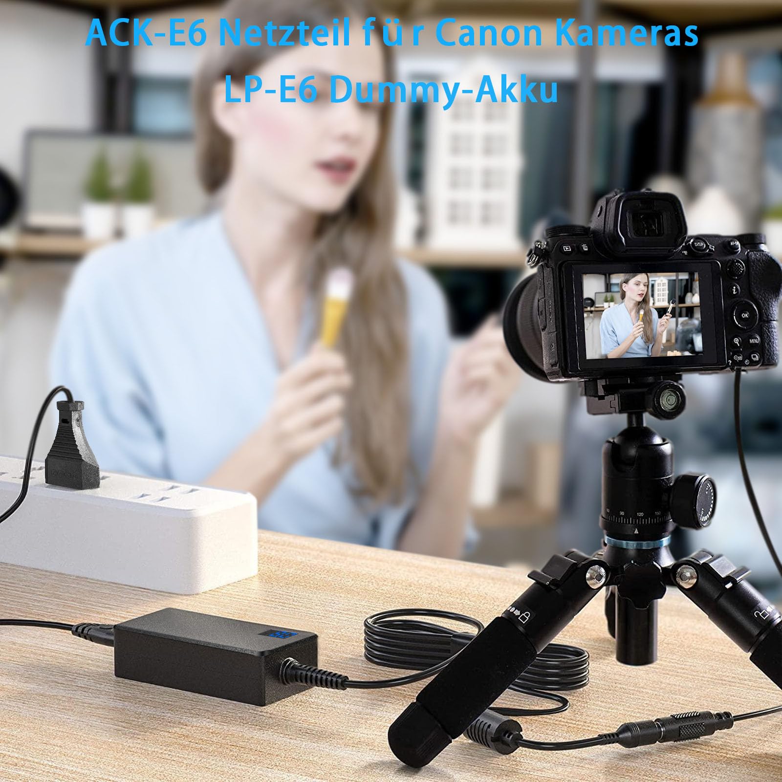 Dummy Akku LP-E6 LP-E6N LP-E6NH für Canon Kameras, ACK-E6 Netzteil Kit. | Kompatibel mit Canon EOS R Ra, R5 R5C, R6 / R6 Mark II, R7, 5D 6D 7D Mark IV III II, 60D 70D 90D 80D.