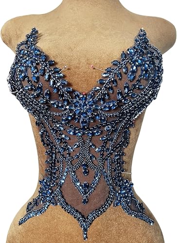 Vista 24 de Parches de encaje con cuentas a mano, disfraces, apliques con cristales de diamantes de imitación para manualidades, protege bodas, fiestas