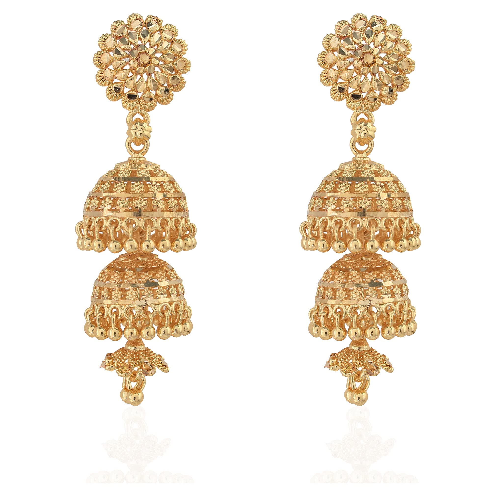 See full amazon price history chart for JEWELOPIA Antique Golden Triple Jhumka Earrings With Chain 22k Gold Plated Jhumki For Women & Girls (Triple Jhumka) JEWELOPIA Antique Golden Triple Jhumka Earrings With Chain 22k Gold Plated Jhumki For Women & Girls (Triple Jhumka) (B0982299DC) Amazon Price History, Amazon Price Tracker