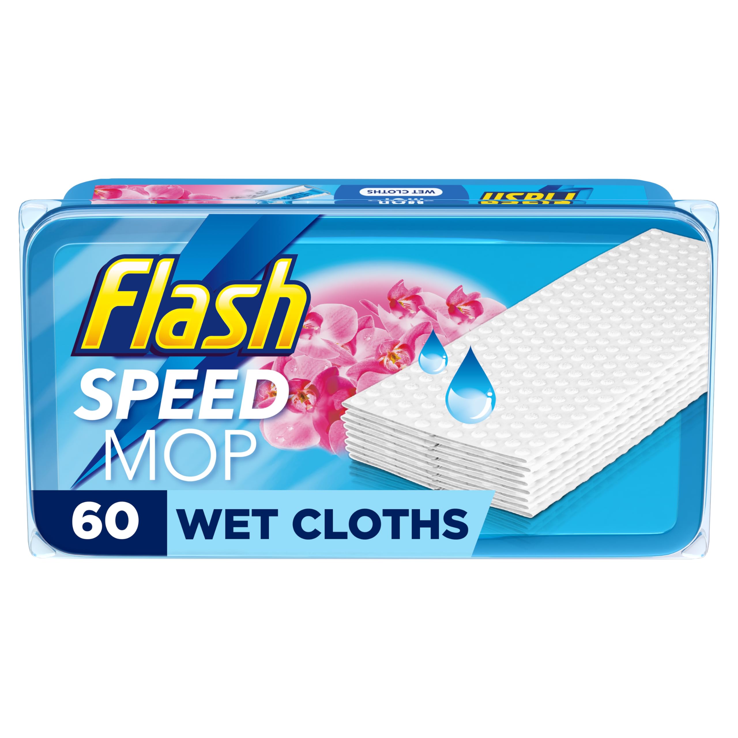 Flash Speedmop Wet Mop Floor Cleaner Refill Wipes, 60 (6x10) Refills Wild Orchid Scented, For A Fast & Easy Clean