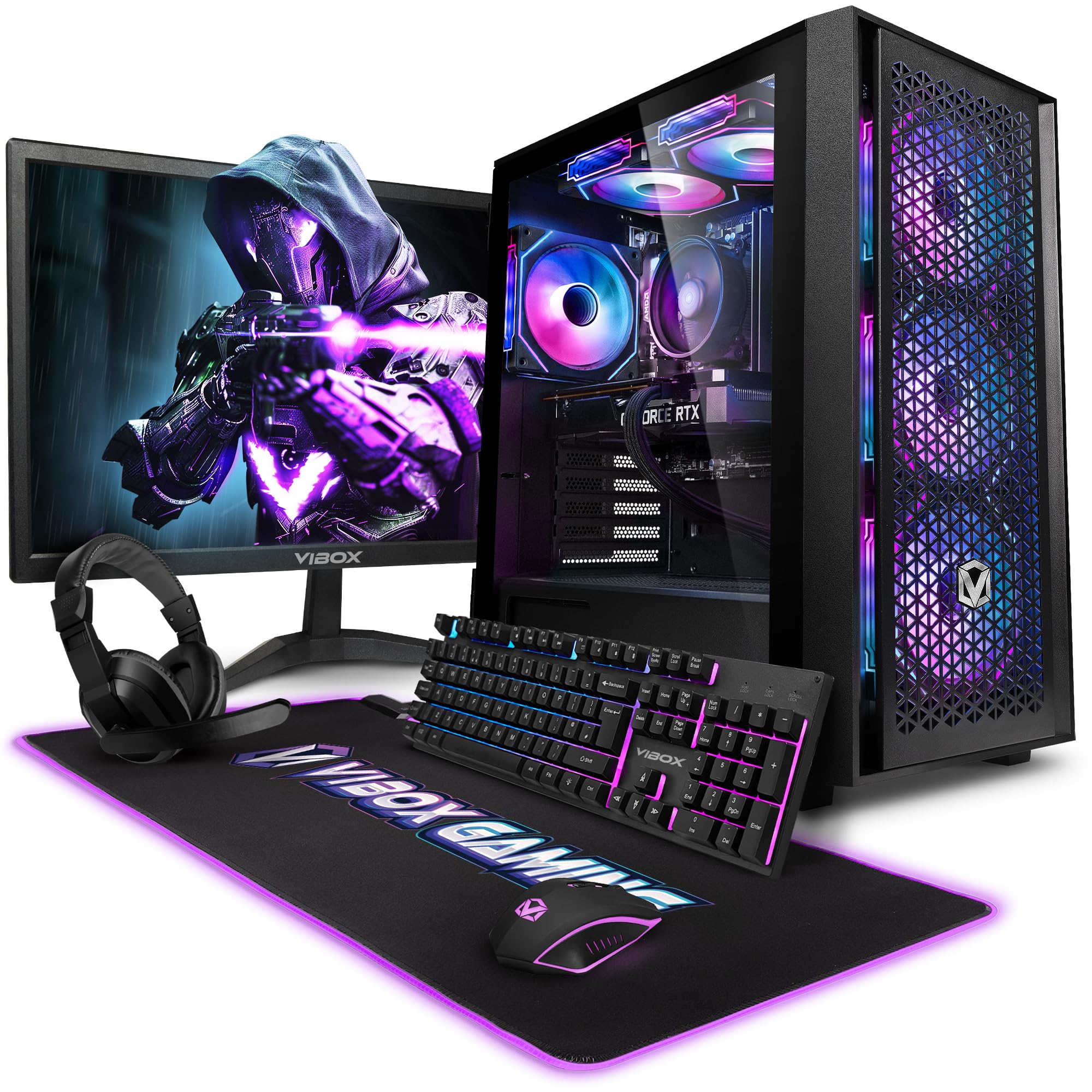 VIBOX V-541 PC Gamer Complet • 23" Écran • AMD Ryzen 5 5500 6 cœurs • AMD Radeon RX 9060 XT 8 Go • 16 Go RAM • 1 to SSD • Windows 11 • WiFi 6 + Bluetooth 5.4