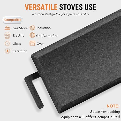 Miniatura 3 de Plancha universal de acero al carbono, tapa cuadrada de 8.67 pulgadas, para parrilla de gas al aire libre, inducción, estufa de gaseléctrica y