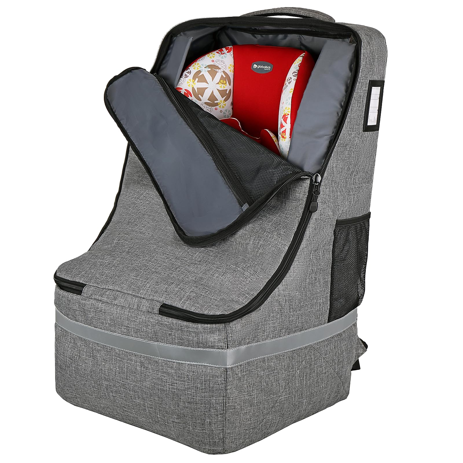 Car Seat Travel Bag for Airplane,Infant Seat Travel Bag with Shoulder Strap,Padded Car Seats Backpack with Reflective Stripes,Large Carseat Carrier Bag Travel Car Seat Cover,Grey