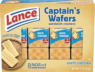 Lance Sandwich Crackers, Captain's Wafers White Cheddar, 8 Individual Packs, 6 Sandwiches Each, 6 Count (Pack of 8)