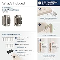 Vista 5 de Amerock Bisagra para gabinete de 3/8 pulgadas (10 mm) empotrada 𝙷inge de níquel satinado, paquete de 2, bisagra de cierre automático 𝐇inge de ajuste