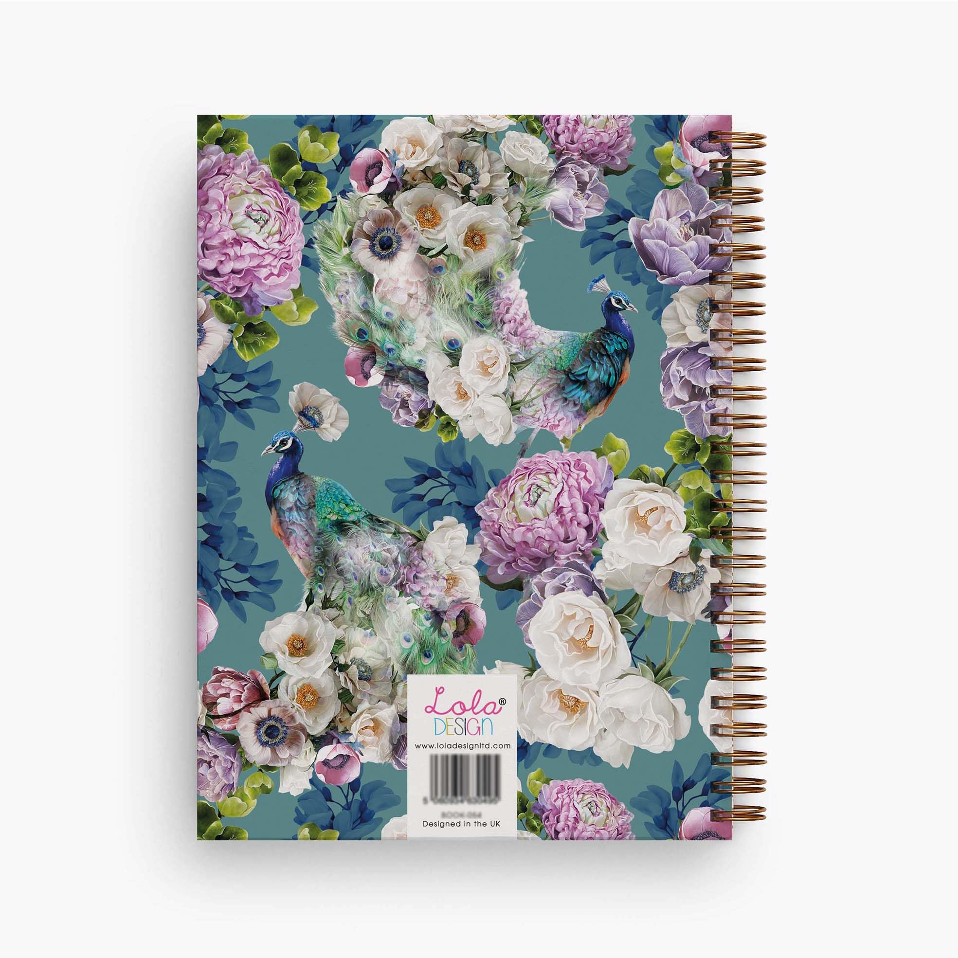 Lola Design, Large Spiral Notebook Organiser, Floral Peacock Design, Planners & Journals - Image 3