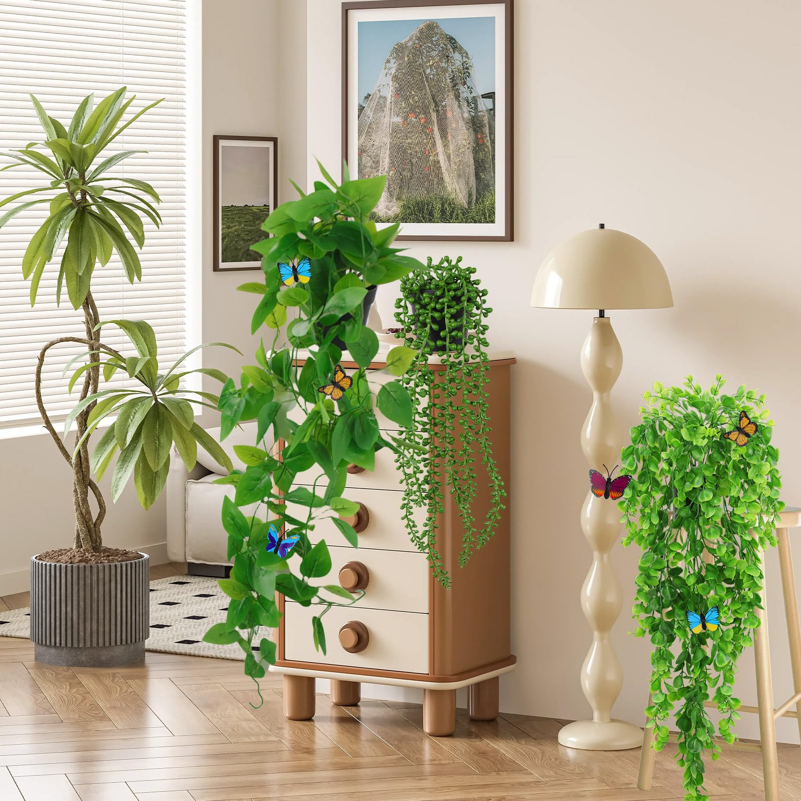 Fiori Artificiali Finti Esterno Finta Pianta Verde Plastica per Interni Esterni Appendere Casa per Matrimoni Decorazioni per Fattorie Pezzi Bianchi | Leroy Merlin