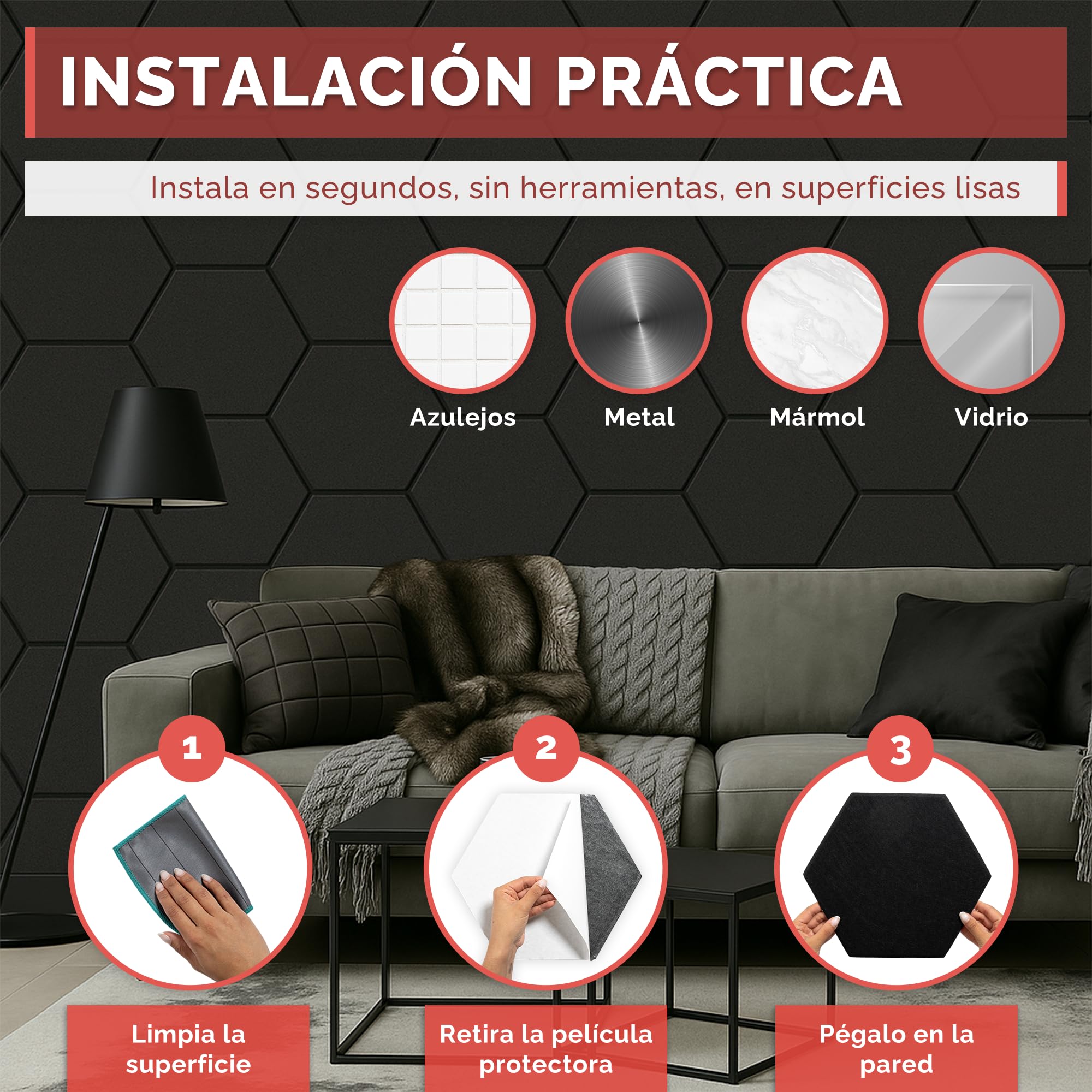 12 Paneles Acústicos Autoadhesivos de Alta Densidad para Pared y Techo, Diseño Decorativo para Reducir Eco en Habitación, para Podcasts, Gaming, Estudio y Oficina (Negro, 30x26cm)
