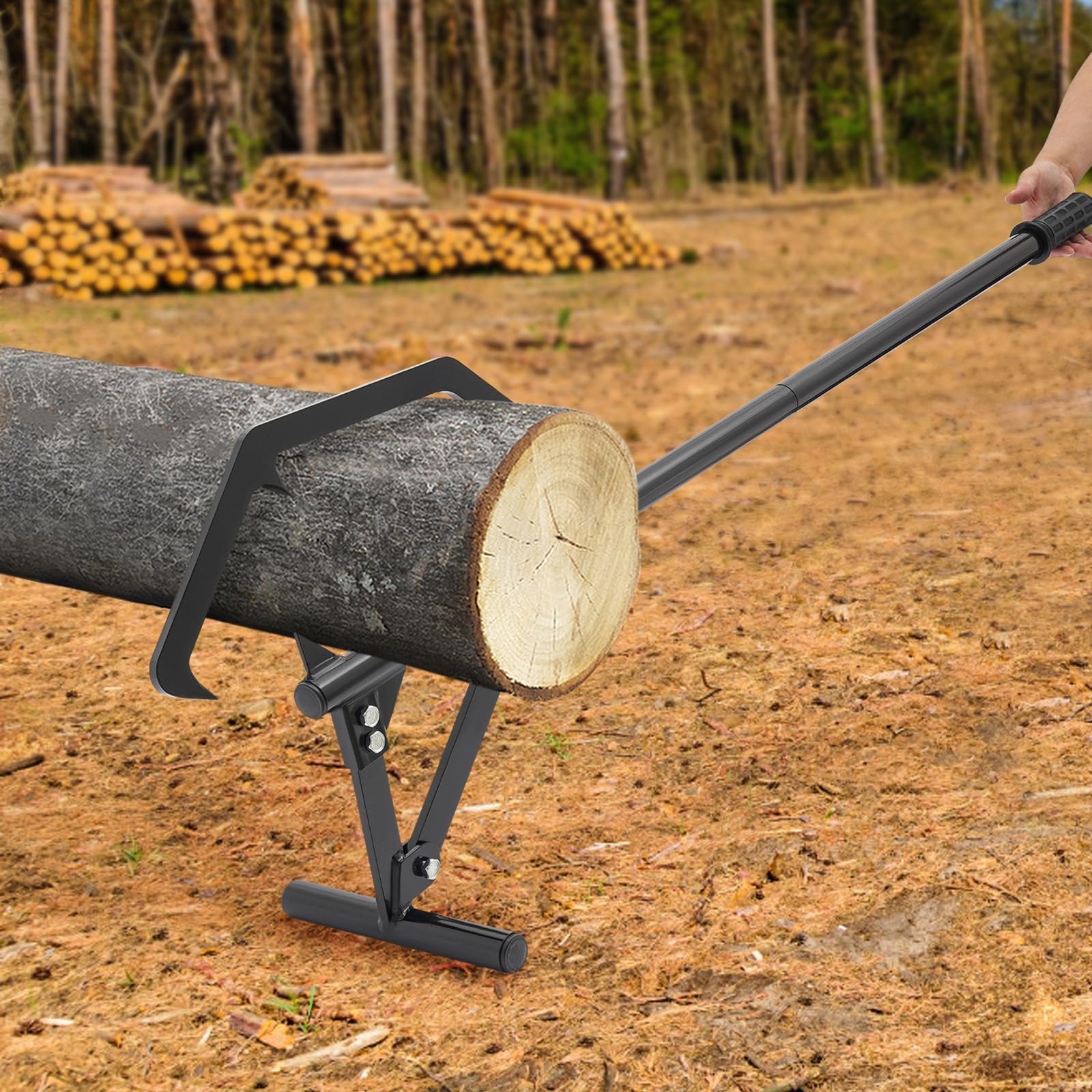 Timberjack - Alzacavi in acciaio, con gancio reversibile, regolabile manualmente, per un sollevamento sicuro, ruote e seghe di tronchi, nero