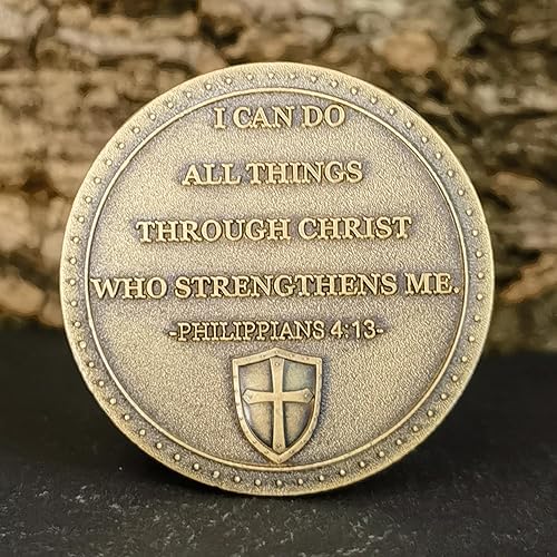 Miniatura 4 de Moneda de desafío cristiano caballero armado I Can Do All Thing Through Christ Versículos de la Biblia de regalo Colecciones de monedas