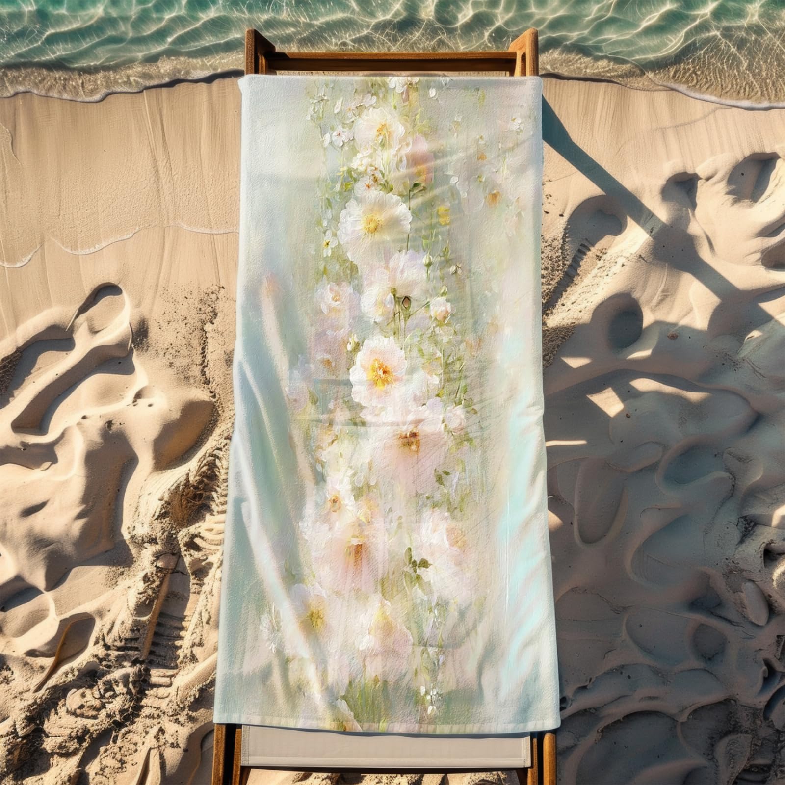Telo Mare Microfibra 210x230 Fiore Rosa Chiaro Telo Spiaggia Grande Antisabbia,XXL Asciugamano Mare, Asciugatura Rapida, Stuoia Spiaggia Leggero E Portatile