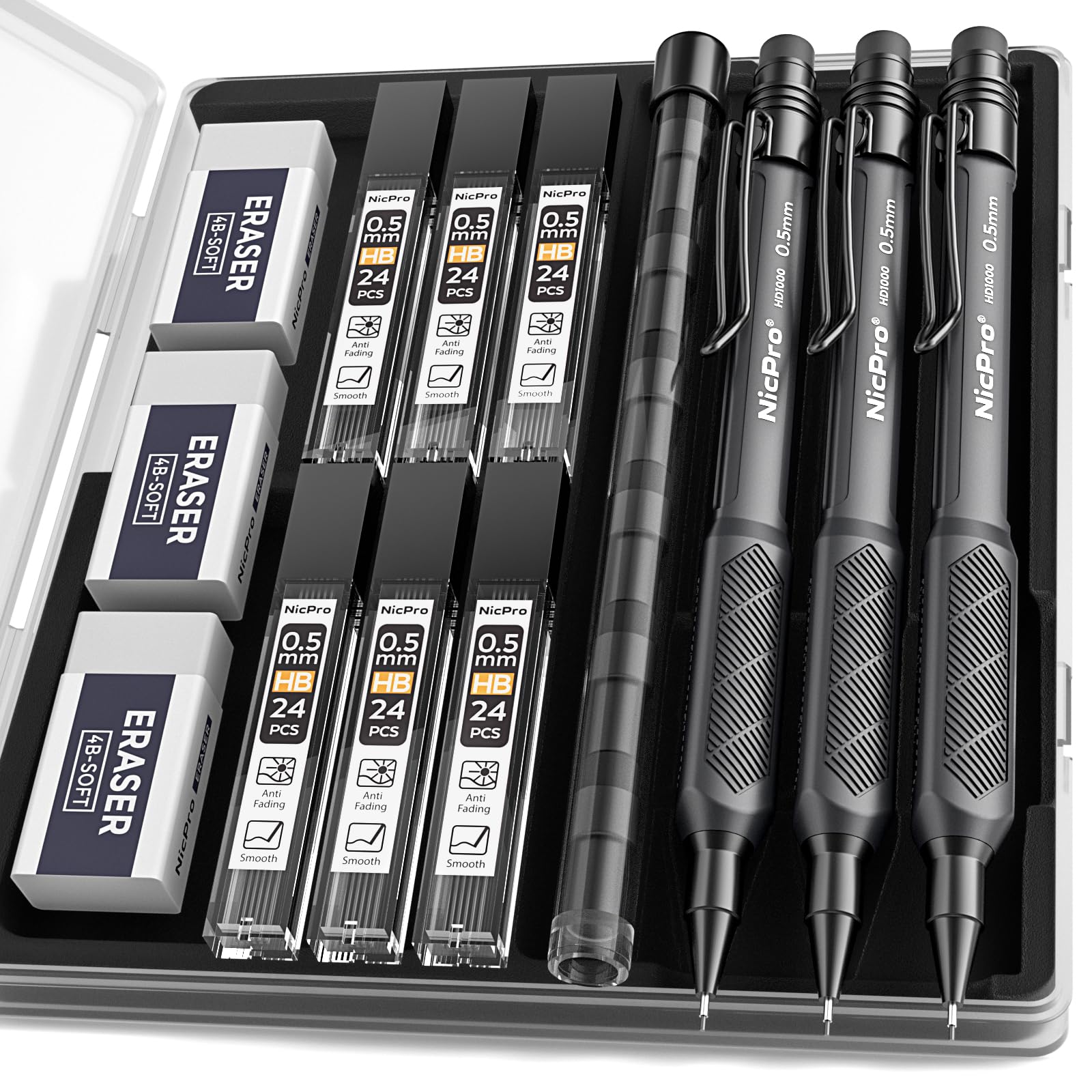 Amazon.com : Nicpro HD1000 0.5 mm Art Mechanical Pencil Set in