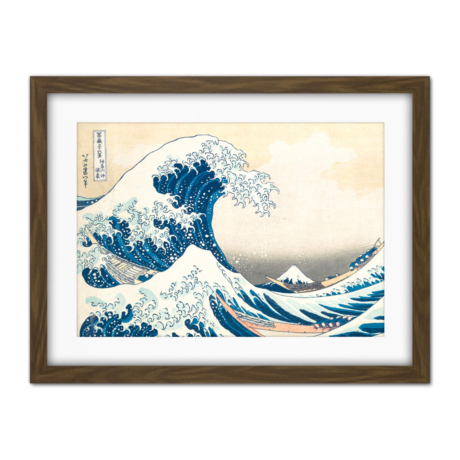 Wee Blue Coo Hokusai Great Wave Off Kanagawa Artwork Framed Wall Art Print 18X24 Inch