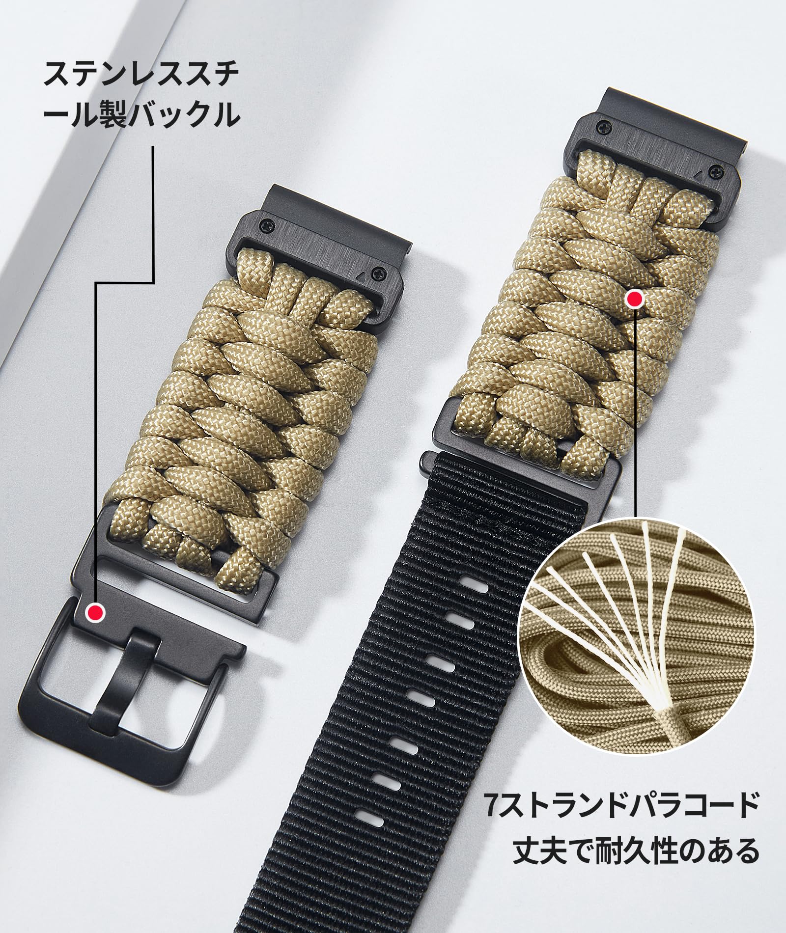 GARMIN fenix 5X 腕時計　スマートウォッチ　NATOベルト付き 22 26 ミリメートルナイロンストラップガーミンフェニックス 5X/5X