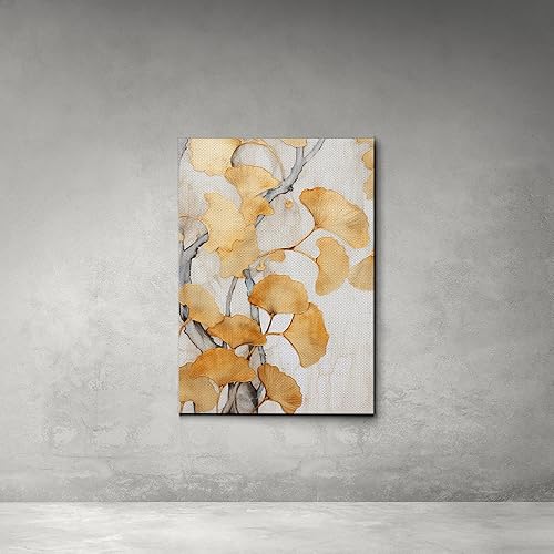 Miniatura 4 de Original Ginkgo biloba Print On Canvas, Modern Textured Gold Wall Art, Abstract Gold Leaves Print, Living room Wall Decor, Canvas Art, Wall