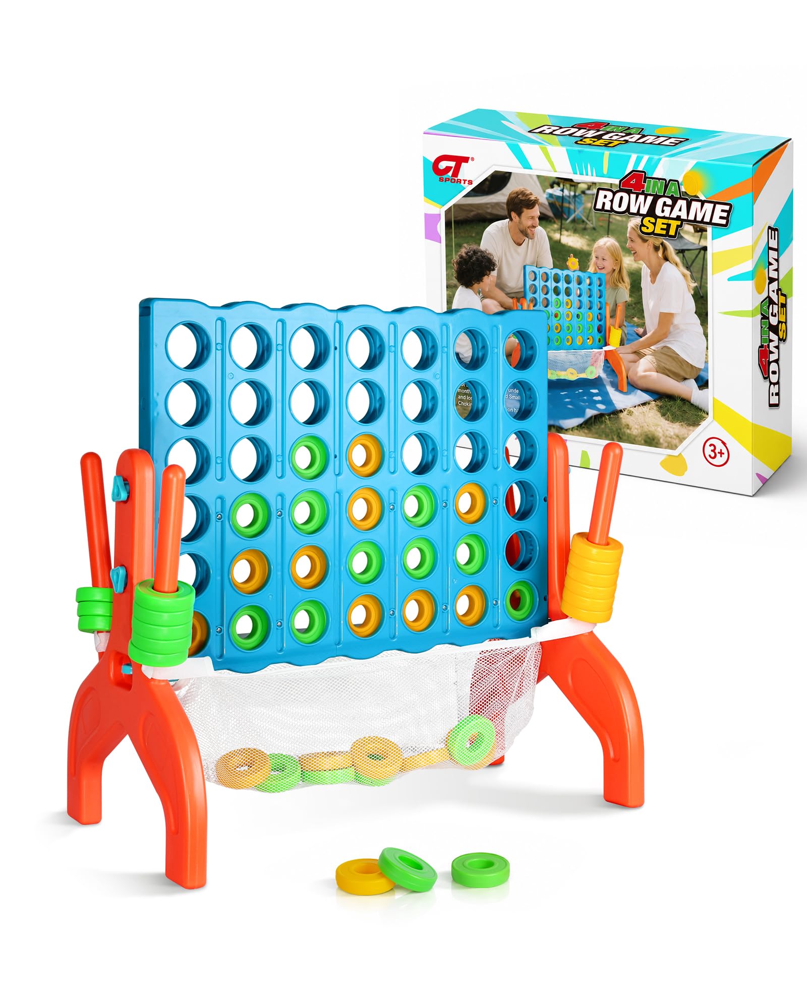 CT SPORTS Large Four in a Row Strategy Game – Premium Quality Four in a Row Game for Kids Aged 3 and Up, Perfect for Indoor and Outdoor 4 in a Row Fun, Family Gatherings, and Parties
