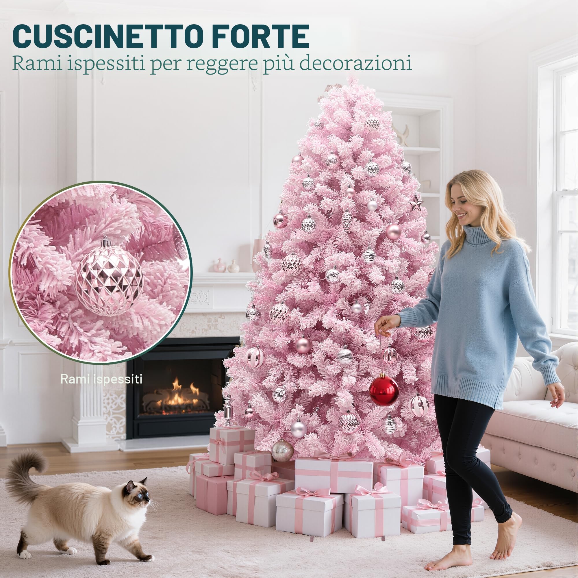 Haloyo® Albero Di Natale Artificiale Da 240 Cm Con Supporto In Metallo Per Decorazioni Natalizie Natura Verde 89807715