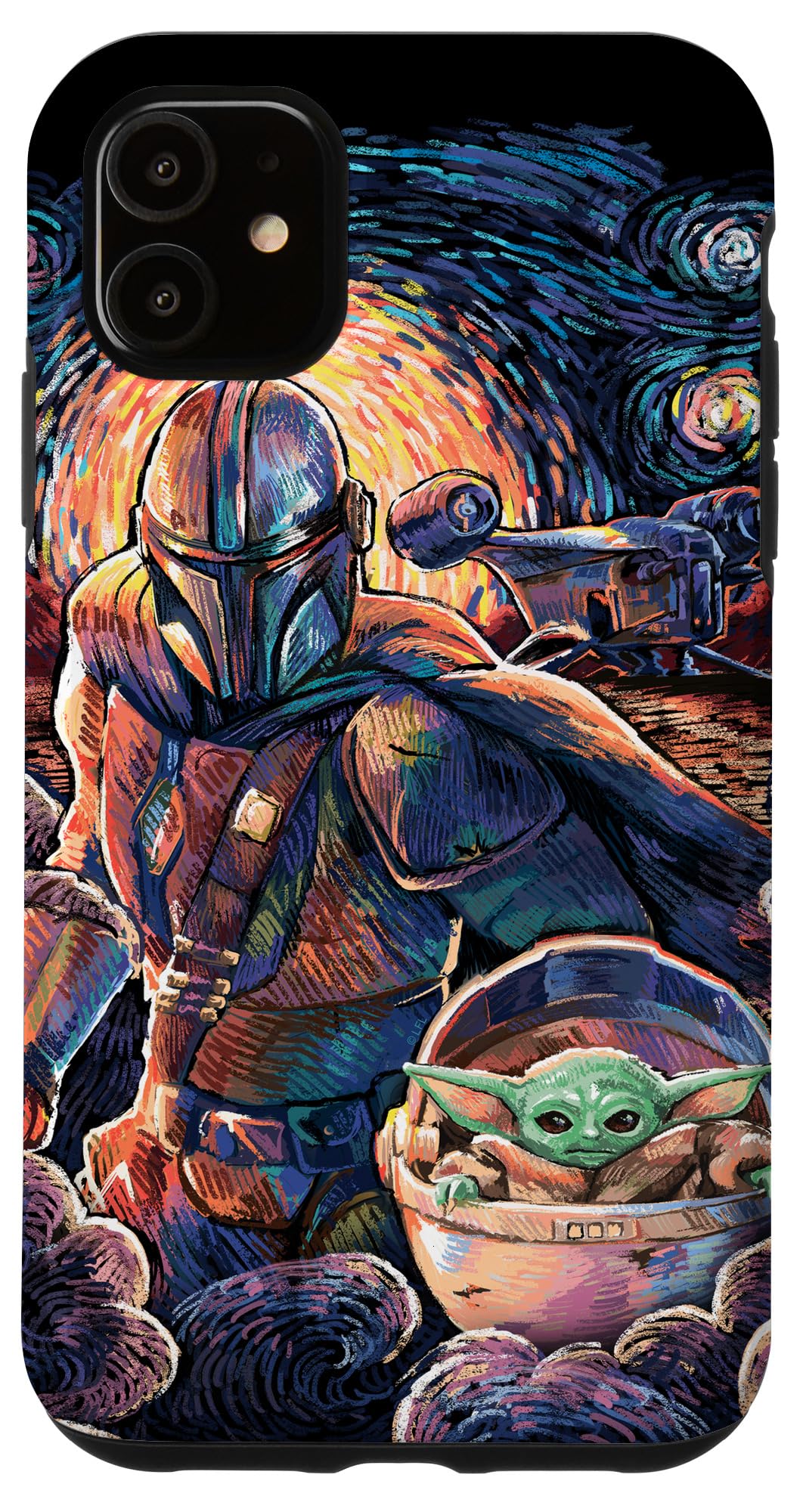 Custodia Per IPhone 11 Pro – Star Wars The Mandalorian – The Child – Stile Notte Stellata – Protezione Resistente