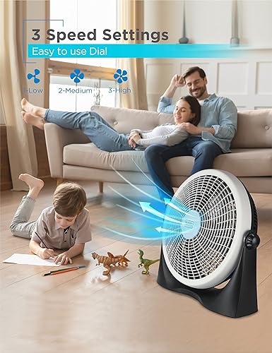 Vista 3 de BLACK+DECKER Ventilador de piso de alta velocidad, ventilador independiente de 15.6 pulgadas de diámetro, 5 aspas de plástico, 3 velocidades, ajuste