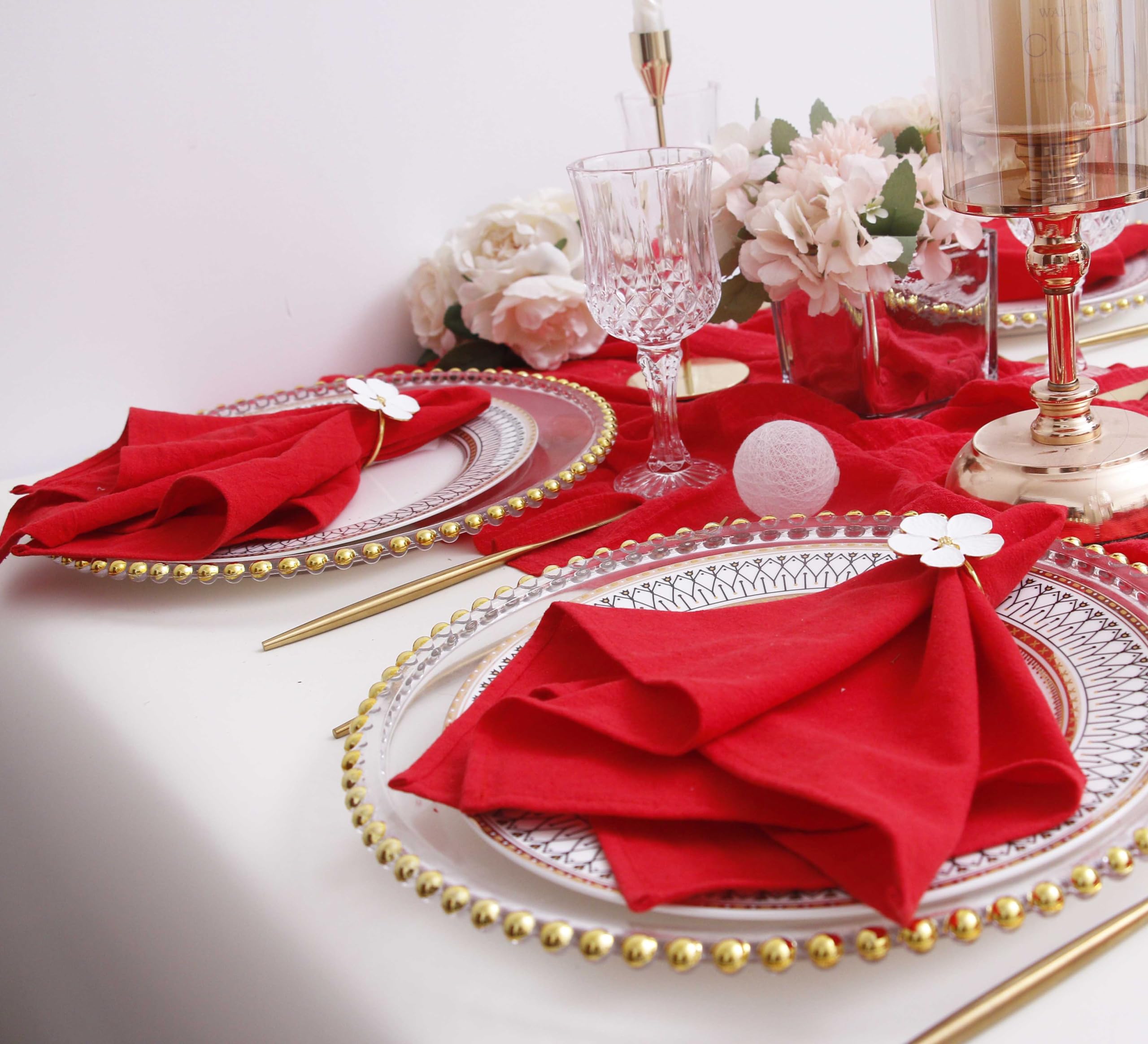 Servietten Stoff Stoffservietten, 4 Stück Weiß Serviette Hohlsaum  Natürliche Serviette Leinen Abendessen Servietten Tisch Servietten For  Party Hochzeit(White Cotton 45X45CM 6 Stoffservietten Leinen-servietten, image size:2560x2327