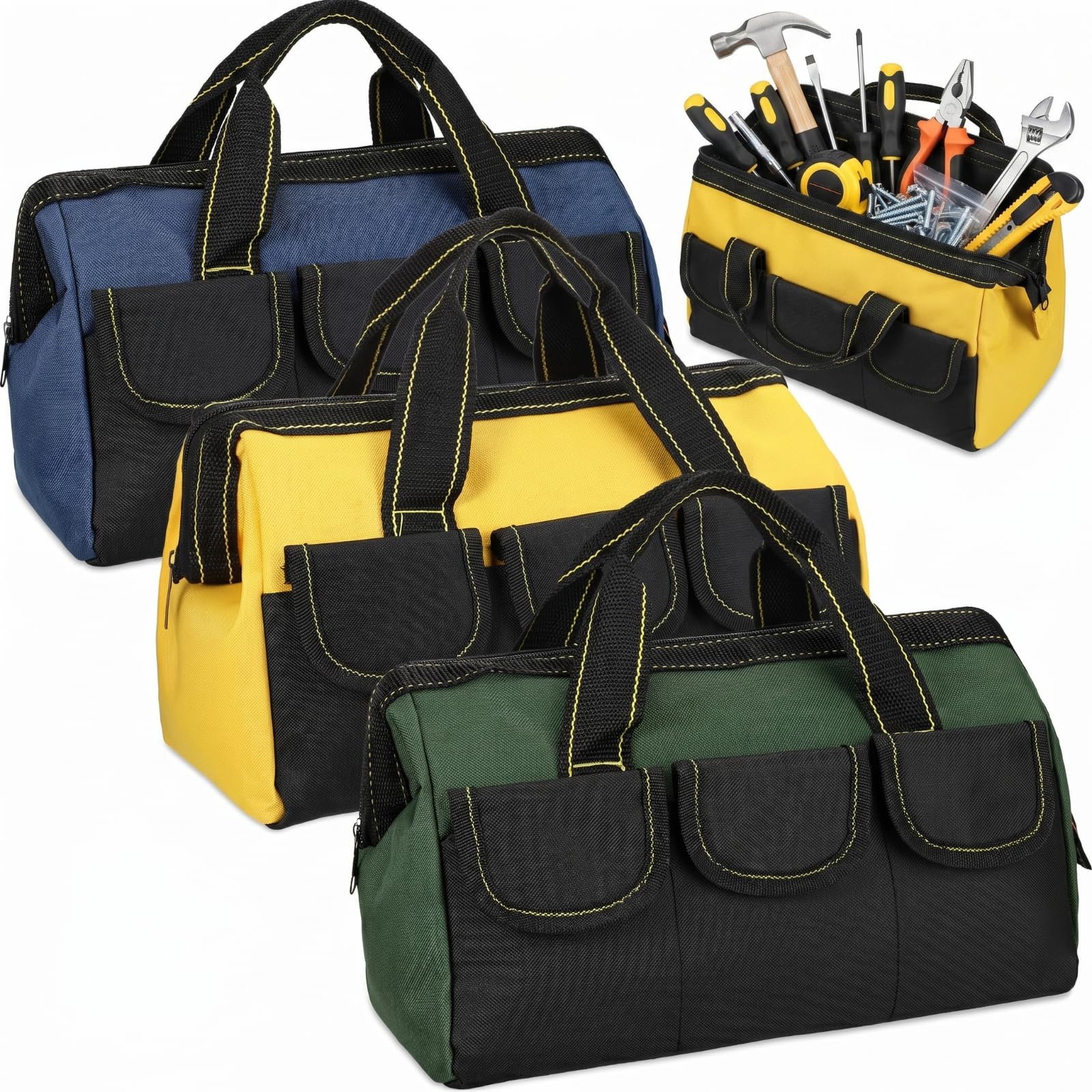 Sanwuta Tool Bags - 3 Pack, Blue, Red, Yellow -16 Sanwuta Tool Bags - 3 Pack, Blue, Red, Yellow -16