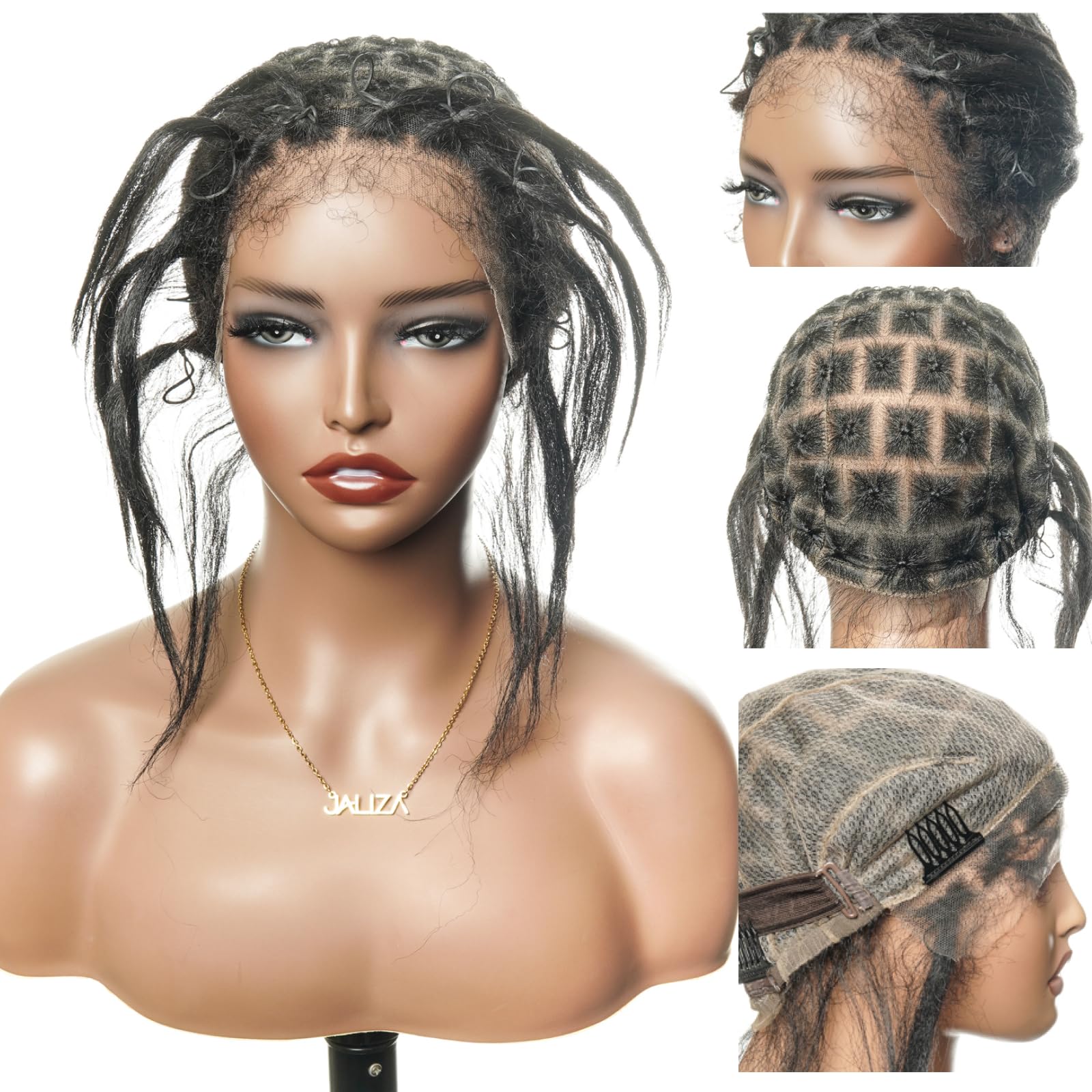 JALIZA HD Lace Crochet Wig Cap for Braiding, 13x1 Hand-Tied Natural Scalp Base, Glueless Breathable Wig Cap with Baby Hair for DIY Braids & Thinning Hair Black 1B