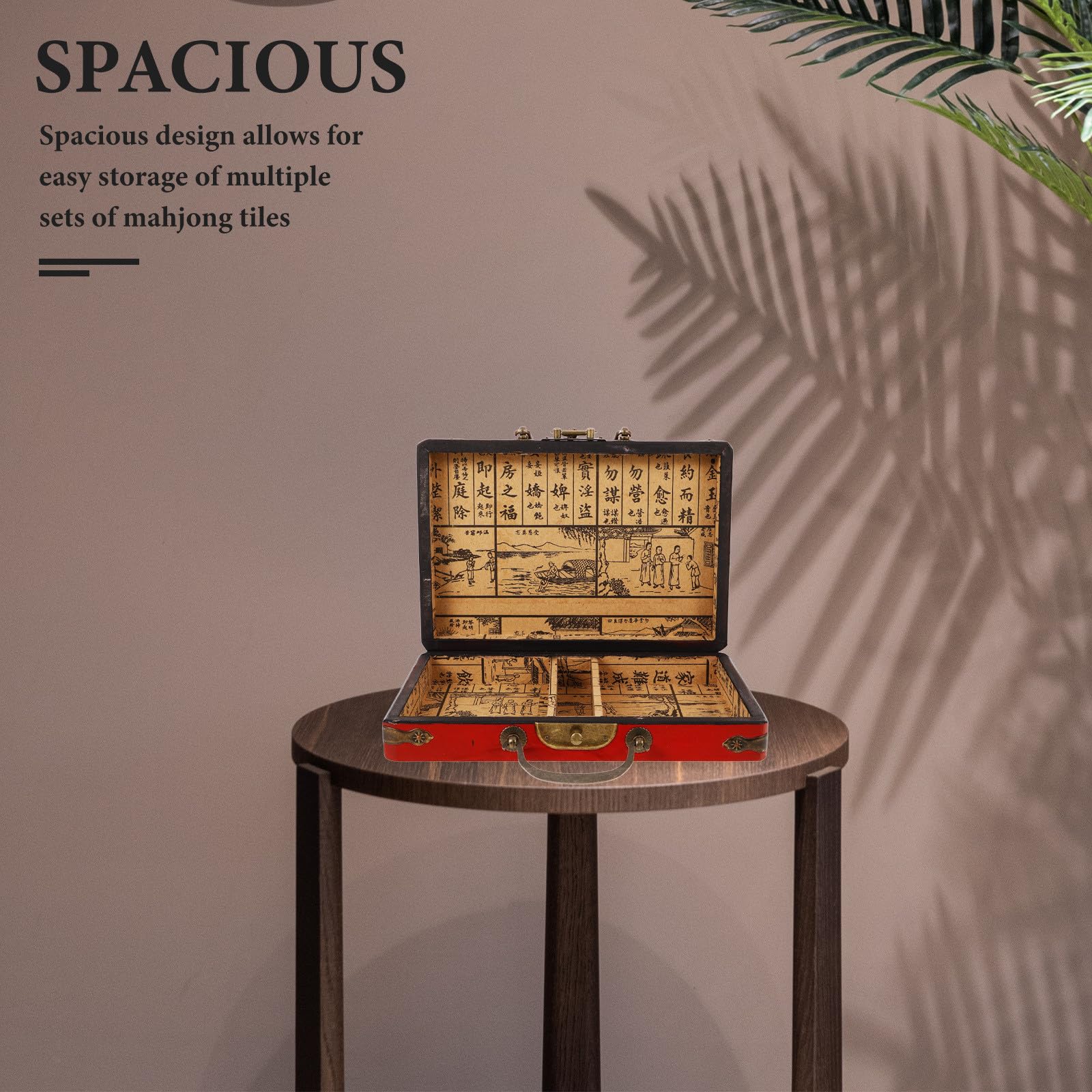 STOBAZA 3 Stück Rot Vintage mit Griff Mahjong, Aufbewahrungsbox | Leere Kasten für Steine, Tragbar und Geordnet, Traditionelle Form, Praktischer Henkel, Kompakt