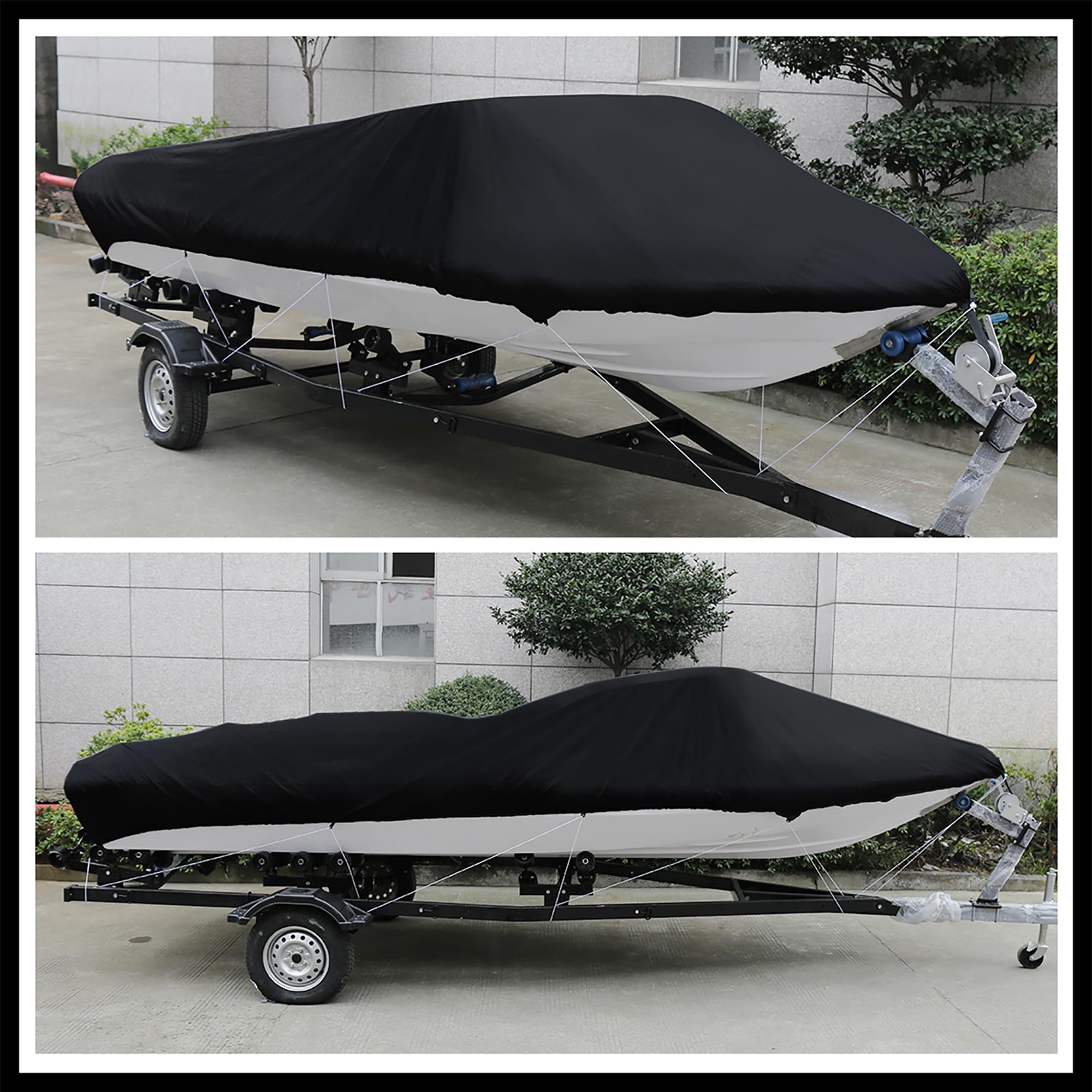 Hihaha 16-18ft 210D Trailerable Boat Cover Waterproof Fishing Speedboat Durable Material, For 16-18ft, 94" Beam V-hull Boat - Image 2