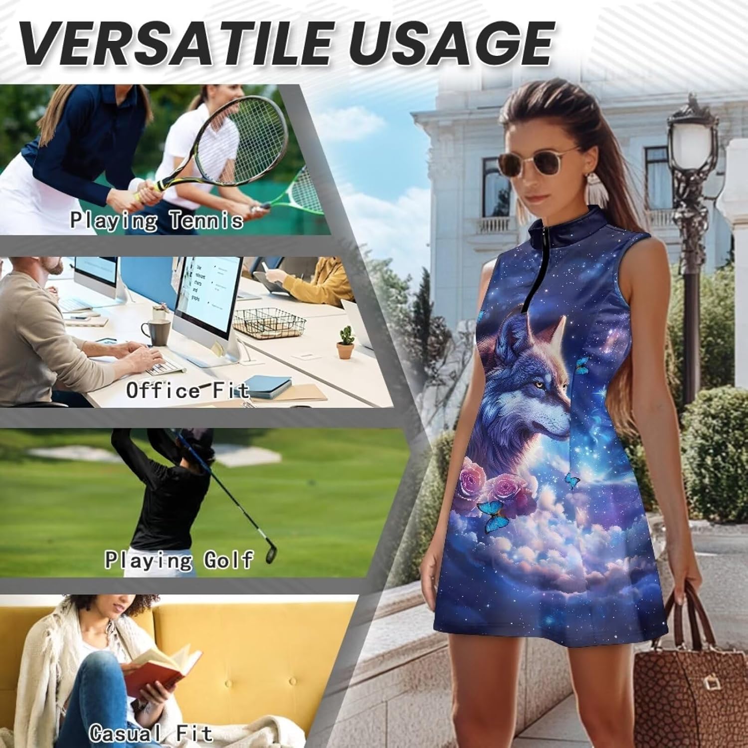 Tennis Dress for Women with Shorts Athletic Dress with Pockets 2Pcs Half Zip Up Plus Size Breathable Golf Dress