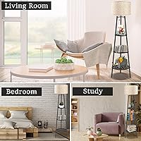 Vista 6 de Lámpara de Pie con Estantes, Lámpara de Pie Moderna con Bombillas LED de 3 Temperaturas de Color, Lámparas de Pie de Rincón para Sala de Estar